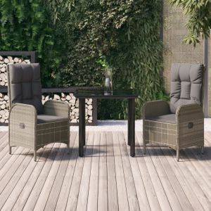 Prolenta Premium - Ensemble &Agrave; Manger Jardin 3pcs Avec Coussins Noir Et Gris - Neuf