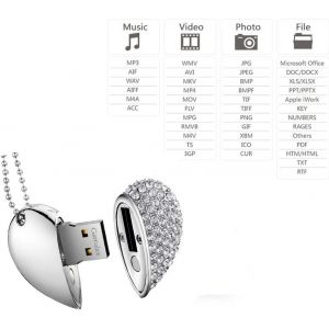 KALANKA-Cle USB, Premium imperm&eacute;able cl&eacute; USB2.0, 8Go / 16 Go / 32Go Cles USB Type de Coeur Diamant Stockage de donn&eacute;es Haute Vitesse Memory Stick Pendrive - Neuf