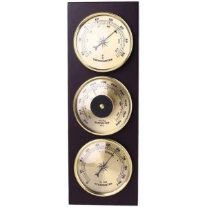 SUBZONAL-PNAWLLCF-65 3in1 Mur Thermom&egrave;tre Barom&egrave;tre Hygrom&egrave;tre Station m&eacute;t&eacute;orologique avec Base en Bois - Neuf