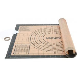 AYUHR-Antidérapant Tapis de Cuisson en Silicone extra épais, Anti-Adhérent Feuille de Cuisson Patisserie avec Mesures, Tapis de Four pour Pizza/Biscuit/Pâte (avec Coupe-Pâte) (40×50 cm, Gris) - Neuf
