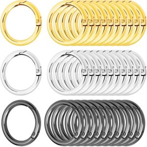 CHECARZHN--NO1-30 Pièces Mousqueton Sac À Main, Mousqueton Rond Anneaux Sac A Main En Alliage De Zinc 27Mm, Crochets À Ressort Multifonctionnels Pour Artisanat, Porte Clés, 3 Couleurs (Or Argent Noir - Neuf