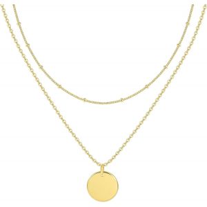 Kal-Collier Superposé En Or Et Argent Pour Homme Et Femme Avec Pendentif Plaqué Or 14 Carats, Bijoux Tendance, Cadeau Pour Sa Femme, Petite Amie, Maman - Neuf