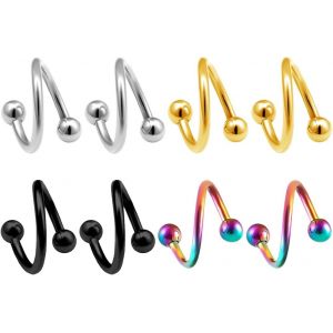 Kalhx-8 Pièces Studs Tragus Helix Cartilage En Acier Chirurgical Boucle Fer À Cheval Spirale D'oreille Piercing En Acier Inoxydable Twist Oreille Boucle D'oreille Spirale Helix Stud Lip 15mm - Neuf