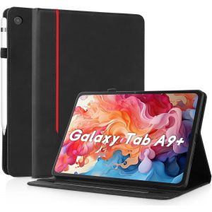 Coque Pour Samsung Galaxy Tab A9 Plus 11" 2023 (Sm-X210/X216/X218) - Étui Housse De Protection Cuir Pu Avec Fonction Support/Portefeuille Coque Tablette Samsung Tab A9+ Plus (Noir) - Neuf