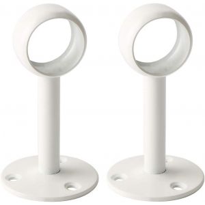 Support Tringle Rideau Plafond en Acier Inoxydable,Support Tringle Penderie pour Tube de rond Ø 25 mm,Blanc Brillant 2 Pcs,EFL4025W-2P - Neuf