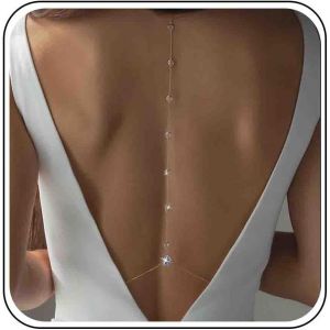 Kal-Gold Collier De Dos Pour Robe Dos Nu Argent Cz Collier De Dos De Mariée Choker Strass Larme Collier De Dos De Mariée Chaîne Cristal Corps Collier De Mariage Long Collier Lariat Bijoux Femmes - Neuf