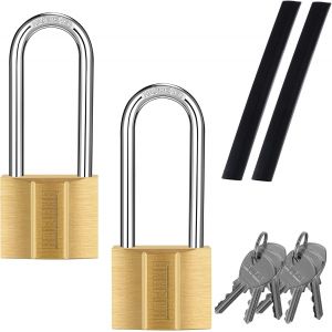 TEPPE-US-81/40L-2P Cadenas à clé à anse longue (étanche, serrure en laiton massif) pour abris de jardin, unité de rangement, école, casier de gym, clôture, boîte à outils, moraillon - Neuf