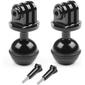 2pcs 1"" Diam&egrave;tre Ball Mount Cnc En Alliage D'aluminium Tr&eacute;pied Adaptateur Avec 3/8 "" Trou De Vis Compatible Pour Gopro Akaso Yi Et Autres Action Camera - Neuf
