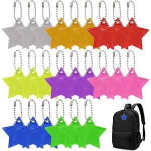 acdsgd-Lot De 24 Pendentifs R&eacute;flecteurs De S&eacute;curit&eacute; Pour Cartable &Eacute;toile Lumineuse Pour Enfants Cadeau De F&ecirc;te Train De Jeu Si&egrave;ge De Poup&eacute;e Sac &Agrave; Main Vestes V&eacute;lo Course &Agrave; Pied Jogging - Neuf