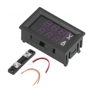 HJLIAN Voltmetre numerique a LED rouge et bleu, testeur de tension et de courant, 4,5 V a 100 V CC (50 A avec shunt 75 m¿¿) - Neuf