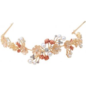 Kal-1 Pi&egrave;ce Bandeaux De Mari&eacute;e Avec Strass - Couronne De Cheveux En Cristal Et Perle - Tiare De Mariage &Eacute;l&eacute;gant - Accessoires Pour Cheveux Femme Fille Et Mariage - Neuf