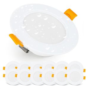 KAL-Spot Led Encastrable 230V, 5W / 500Lm, Blanc Chaud 3000K | Spot Salle De Bain, Étanche Ip54 Pour L'Extérieur Et L'Intérieur | Lot De 12 Led Spots De Plafond, Extra Plat, Rond, Couleur Blanc - Neuf