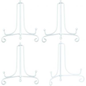 4 Pouces Blanc chevalets Porte Assiette Présentoirs Décoratifs en pour Photo,Cadres pour Image,Assiettes décoratives,Tableaux et pièces d`Art.(Paquet de 4) - Neuf