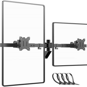 CHECARZHN--NO1-Ultra Wide Double Support Mural Ecran Pc De 24 À 38 Pouces Jusqu'À 10Kg, Support Mural Double Ecrans, Inclinaison, Rotation Et Pivotant, Support Double Ecran Pc, Vesa 75/100Mm, Noir - Neuf