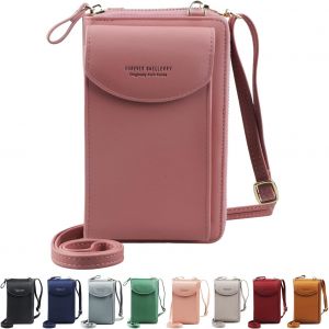 TIANYI-Femmes Portefeuille Sac À Bandoulière en Cuir Porte Monnaie Téléphone Portable Mini Pochette Porte Carte Épaule Portefeuille Sac pour Les téléphones de Moins de 6,3 Pouces (Pink) - Neuf
