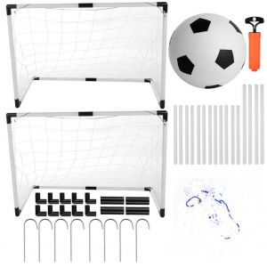 Kit De But De Football Double Pliable Pour Enfants, Avec Pompe A Ballon, Jouets D'entrainement Pour Enfants - Neuf