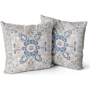Eryi-Bohemian Blossom Taies D'oreiller, Set De 2 Couleurs Bohemian Flower Decoration Coussins Chambre Canapé Taies D'oreiller, Décoration De La Maison(Bleu Ciel) - Neuf