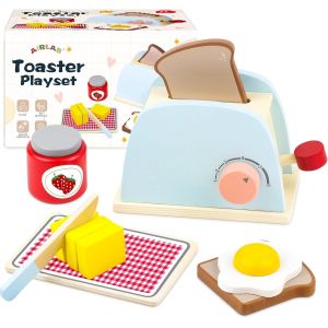 MDY-Grille-Pain en Bois Bébé, Jouet Jeux de Rôle Éducatif Éveil Montessori, Boulangerie Nourriture Accessoire Dinettes Cuisine, Cadeau Créatif Anniversaire Pâques Halloween Noël Garçon Fille 3+ Ans - Neuf