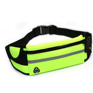 Ceinture de course pour homme et femme, sac banane de sport &eacute;tanche, ceinture de course r&eacute;glable, argent, passeport, t&eacute;l&eacute;phone portable pour l'alpinisme, le cyclisme, les voyages, le jogging, vert - Neuf