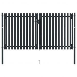 Prolenta Premium - Portail Double En Acier 300x150 Cm Anthracite - Neuf