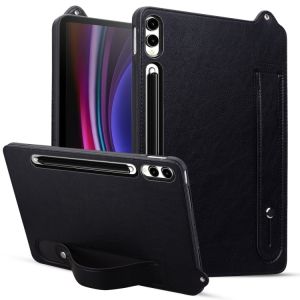 &Eacute;tui en TPU et cuir pour Samsung Galaxy Tab S10+ / S9+ / S8+ avec bracelet, Noir - Neuf