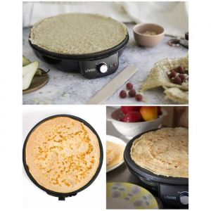 Cr&ecirc;pi&egrave;re &eacute;lectrique - LIVOO - 28 cm - 1000 W - Rev&ecirc;tement antiadh&eacute;sif - Thermostat ajustable - Neuf