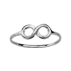 Bague Argent Rhodié Forme Infini Lissée - Neuf