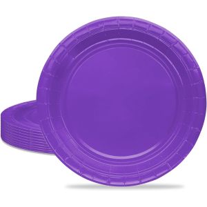Kalanka-16 Pièces Violet Assiette Pour Fête Anniversaire,9 Pouces/23cm Violet Papier Assiette Dessert Plateau Vaisselle Pour Décoration Anniversaire Homme Femme - Neuf