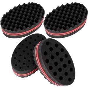 Lot De 4 Brosses Éponges À Cheveux, Grandes Et Petites, Pour Boucles Afro, Pour Cheveux Ondulés, Double Face, Pour Dreadlocks Et Tresses, Pour La Maison Et Le Barbier - Neuf
