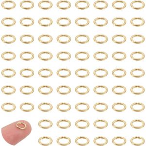 Eryi-200pcs Plaqué Or 18 Carats 304 Anneaux De Saut Ouverts Anneaux De Jonction Ovales 5mm Anneaux Dorés Connecteurs Métal Anneaux Pour Boucle D'oreille Bracelet Pendentif Accessoires De Bijoux - Neuf