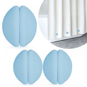 Lot de 6 poids magn&eacute;tiques en silicone bleu pour rideau de douche, pendentif coupe-vent avec boucle magn&eacute;tique - Neuf