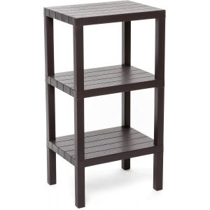 Etagere Plastique de 3 Niveaux | Résistance à l¿Humidité | Inclut Fixation avec Vis et Compatible avec Système Quick Fix | Intérieur et Extérieur | Charge jusqu¿à 30kg ¿ Modèle Lombok ¿ Marron - Neuf