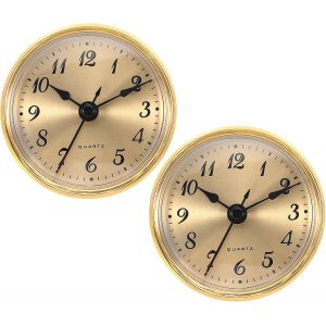 Fchhk-2,8"" 70mm Insert De Montre En Quartz, 2 Pièces Mouvement De Quartz Rond Miniature Mini Horloge À Chiffres Arabes Convient Pour Trou De 61mm/2,4"" De Diamètre, Ton Or, Style 12 - Neuf