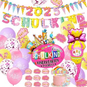 CAUC-Lot De 28 DéCorations De RentréE Des Classes Pour Lass, RentréE Scolaire, Ballons Pour Lass, Contenu De La RentréE Des Classes, Ballons Rose, Autocollants, Rubans Plats, Paillettes - Neuf