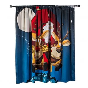 Hjlian Rideau De Fenetre Mignon Joyeux Noel Pour La Maison, Rideaux De Fenetre, Decoration De Salle De Bain, Fete, 140 X 130 Cm, Bleu - Neuf
