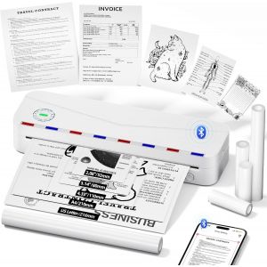 CHECARZHN--NO1-M836 Imprimante Thermique A4, 300Dpi Bluetooth Imprimante Sans Encre Portable, Compatible Avec Android Ios Pour Bureau, Voyage, Étude, Maison, Blanc - Neuf