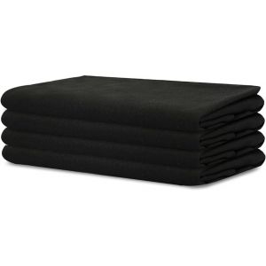 Rfvvv-- Paquet De 4 - Serviettes De Table Surdimensionnées 100% Coton 45 Cm X 45 Cm (18 Po X 18 Po), Noir - Tissu Épais Pour Une Utilisation Quotidienne Avec Coins Arrondis - Neuf