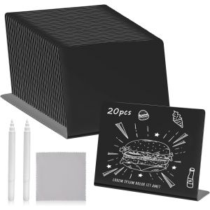 JEXNOVASHOP-Mini Tableau Noir Etanche Mini Ardoise Sécurité Mini Panneau Daffichage 20pcs Ardoise Noire 10x7.5cm Réutilisée Effacable pour Buffet Mariage Boulangerie Fête Restaurant Bar - Neuf