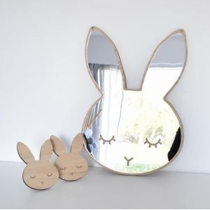 Miroir de courtoisie esthétique irrégulière,miroir acrylique,jolie feuille de miroir acrylique décorative,(lapin) - Neuf