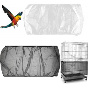 Chenquansarl-Lot De 2 Attrape-Graines Universels Pour Cage À O Aux, Filet Réglable Pour Cage À O Aux, Grande Jupe Extensible Douce Et Aérée Pour Cages Rondes Et Carrées (Blanc, Noir) - Neuf