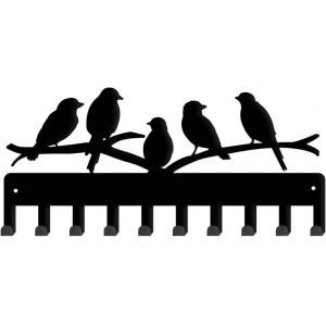 KAL-Porte Clef Mural En Métal Rack Accroche Porte Oiseau Branche Porte Clé Mural Organisateur De Clés Crochets De Rangement Pour La Maison Décoration Murale Cadeau 25X11.5 Cm - Neuf