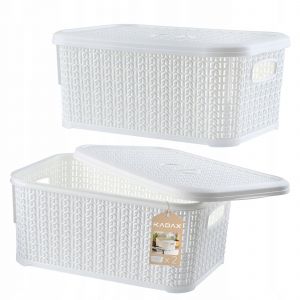 KADAX Panier 6L Récipient avec Couvercle Blanc 2 pcs - Neuf