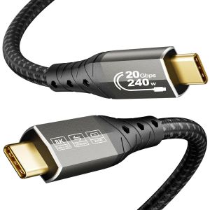JGD-Cable USB C 1m, transfert de donn&eacute;es 20 Gbps USB-C 3.2, C&acirc;ble USBC vers USBC vid&eacute;o 4K@144Hz/60Hz, 8K@30Hz, charge rapide 240W Cable USB Type-C pour iPhone 16, MacBook Pro, iPad, iPad, Dell XPS - Neuf