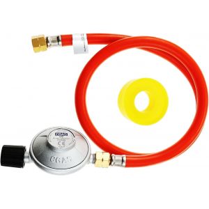 Ulteronixshop-DRELD R&eacute;gulateur ajustable 50 mbar avec tuyau de 80 cm de long, filetage gauche 1/4"" et filetage universel femelle 7/16"" pour barbecue &agrave; gaz de camping, bouteille de propane et butane - Neuf