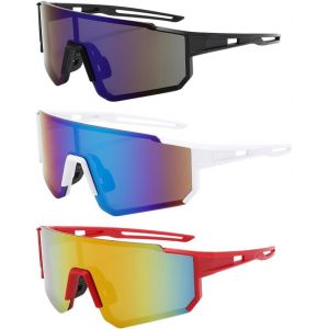 Kathlelxh-3 Paires Lunettes De Soleil De Sport, Uv400 Lunettes De Vélo Pour Homme Et Femme, Lunette De Cyclisme, Lunettes De Vélo De Route Pour L'équitation, Le Golf, Le Ski Et La Pêche, Vio[H508] - Neuf