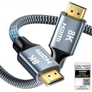 KALANKA-Câble HDMI 2.1 8K 0,5m, 48Gbps Câble HDMI Haute Vitesse 8K@60Hz 4K@120Hz 2.2/2.3 Supporte 3D HDR Retour Audio Compatible avec HDTV Moniteur PC - Neuf