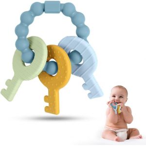Jouet De Dentition Pour B&eacute;b&eacute;s,Anneau De Dentition En Silicone Pour B&eacute;b&eacute;,Sans Bpa,Accessoires D'allaitement Pour B&eacute;b&eacute;s De 3 Mois Et Plus,Jouets Sensoriels &Agrave; M&acirc;cher Molaires (Bleu) - Neuf