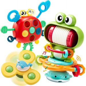 Jouets musicaux pour b&eacute;b&eacute;-Jouets de Chaise Haute &agrave; ventouses-Jouet de Dentition Rotatif-Emp&ecirc;che Les Jouets de Tomber-Jouets sensoriels Montessori pour Les Tout-Petits de 18 Mois - Neuf