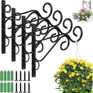 Nouvelhorizonstore-4pcs Crochets Accroches Plante Murales Avec Vis, Supports De Suspension Muraux En M&eacute;tal, Accessoires Panier Suspendus Jardin En Fer Forg&eacute; Pour Paniers Plantes, Mangeoires &Agrave; Oiseaux - Neuf
