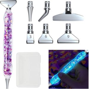 Ayuhr-Stylos De Peinture Diamant Bricolage, Outils De Peinture Diamant 5d Avec 6 Forets Remplaçables, Accessoires De Peinture Diamant En Résine Kit - Lumineux Dans L'obscurité- Violet - Neuf
